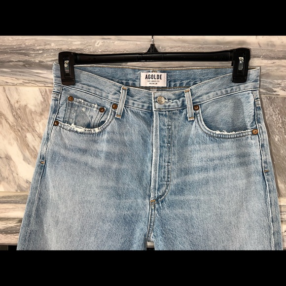 AGOLDE JAIME HIGH RISE CLASSIC JEANS Destroyed 28 - Picture 9 of 11